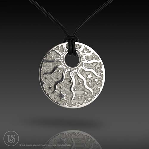 Celestial Sun White Pendant, Sterling Silver